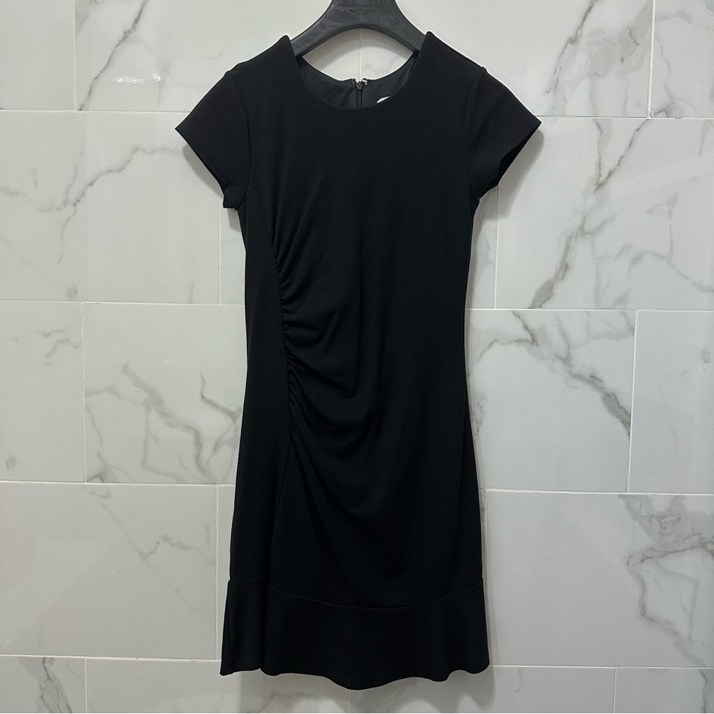 Little black mini flounce dress